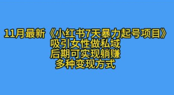 K总部落11月最新小红书7天暴力起号项目，吸引女性做私域【揭秘】-世纪学社