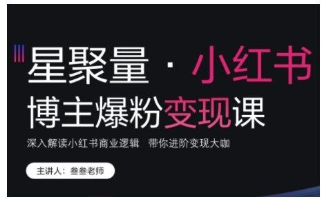 小红书博主爆粉变现课，深入解读小红书商业逻辑，带你进阶变现大咖-世纪学社