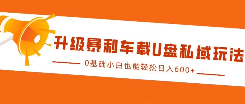 升级暴利车载U盘私域玩法，0基础小白也能轻松日入多张【揭秘】-世纪学社