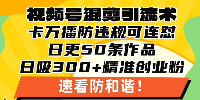 视频号混剪引流技术，500万播放引流17000创业粉，操作简单当天学会-世纪学社