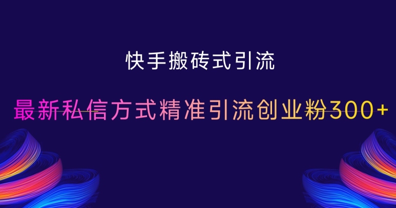 快手搬砖式引流，最新私信方式精准引流创业粉300+-世纪学社