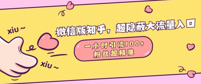 微信版知乎，超隐蔽流量入口1小时引流100人，粉丝质量超高【揭秘】-世纪学社